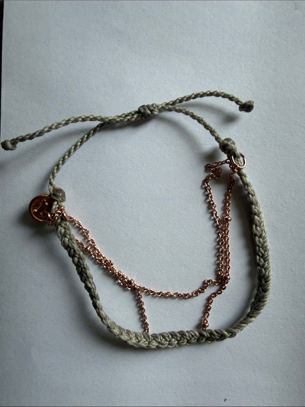 Pura Vida Cream Braided Bracelet with Rose Gold Chain